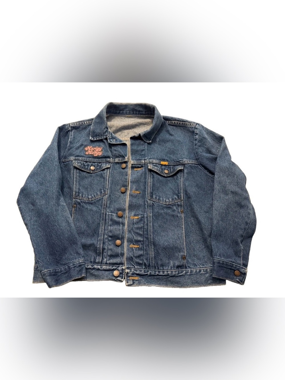 Rustler Blue Denim Jacket w/ Harley-Davidson Honey Patch Size L